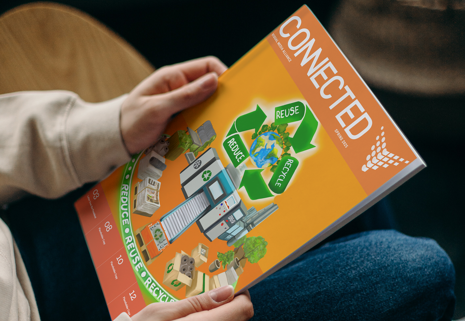 Connected magazine stacked print run mockup